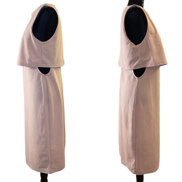 She + Sky Light Tan Sleeveless Side Cut Out Sheath Dress Sz L NWT - Picture 3 of 14